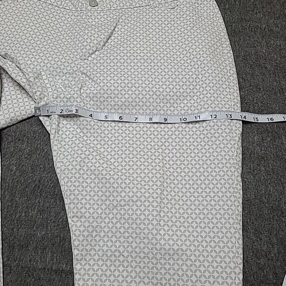 Khaki By Gap Womens Chino Pants 16 Slim City Geometric Blue & White Flat Front - Picture 4 of 12